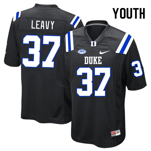 Youth #37 Ryan Leavy Duke Blue Devils College Football Jerseys Stitched-Black